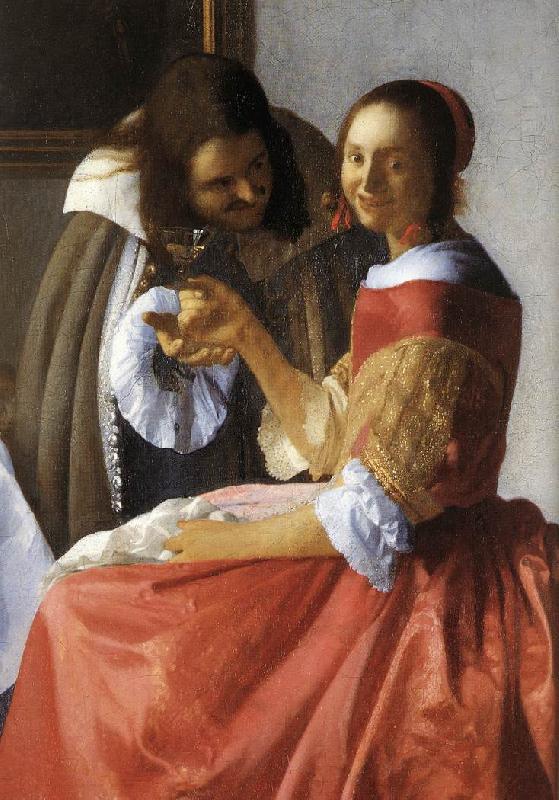 VERMEER VAN DELFT, Jan A Lady and Two Gentlemen (detail) ewt oil painting picture